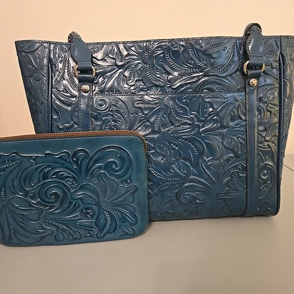 Patricia Nash Bags Patricia Nash Blue Embossed Leather